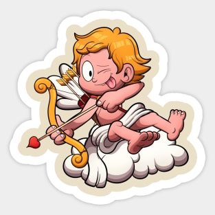 Cupid On Cloud With Bow And Arrow Sticker